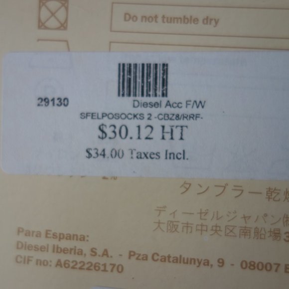 Diesel SFELPOSOCKS2 CALZINO Black and Silver Socks *New with Packaging* - Picture 5 of 9